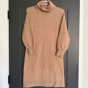 Cozy J. Crew Tan Cowl Neck Sweater Dress